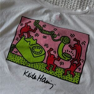 Keith Haring White Graphic Crop Top